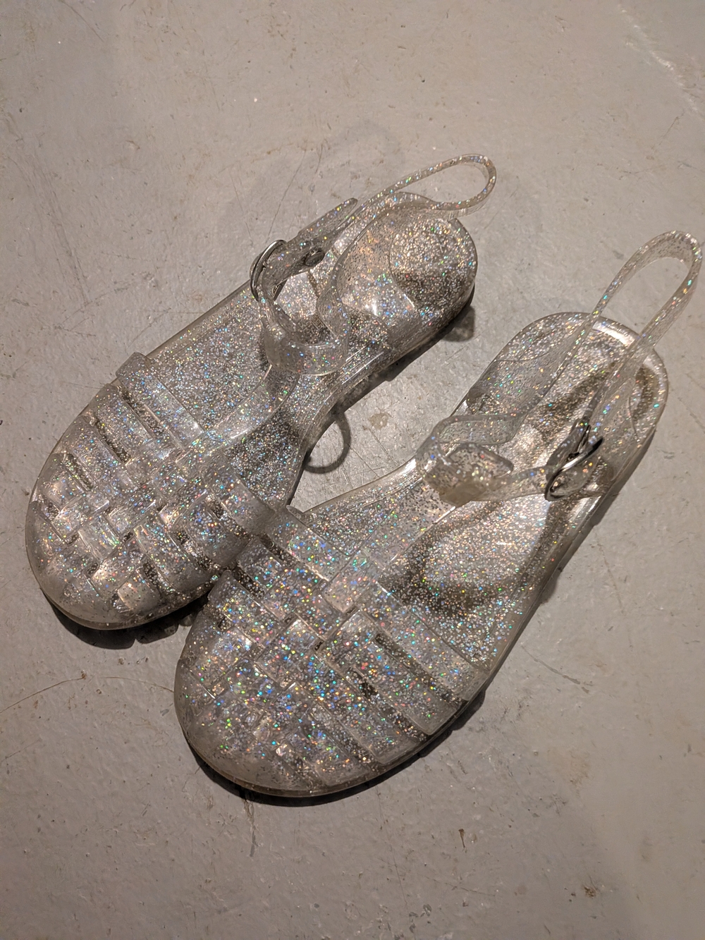 Girls Clear Glitter Jelly Sandals